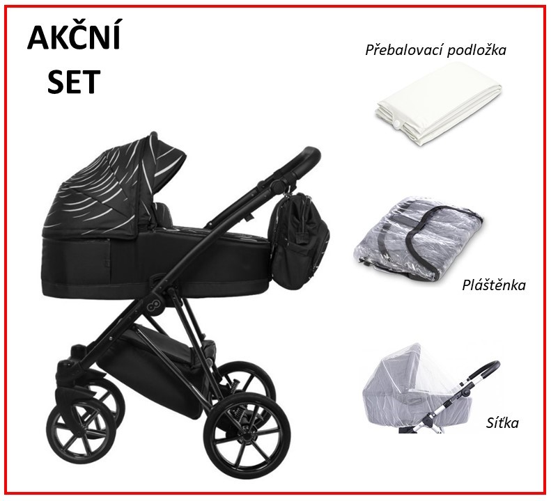 Akční set Kočárek BA BOSS - Barva: Šedá tmavá, Kola: Přední otočná kola (aretace), Druh kol: Gelová