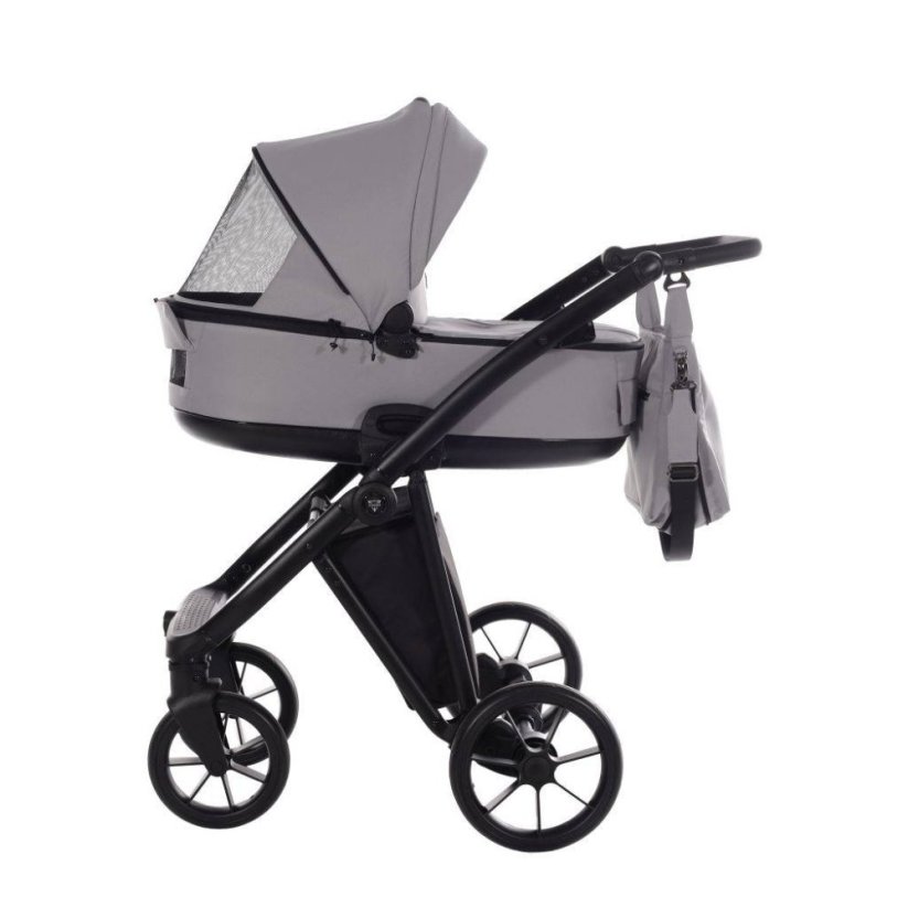 Kombinovaný kočárek ART 2026 dvojkombinace - Barva: Šedá světlá, Kola: Přední otočná kola (aretace), Druh kol: Gelová