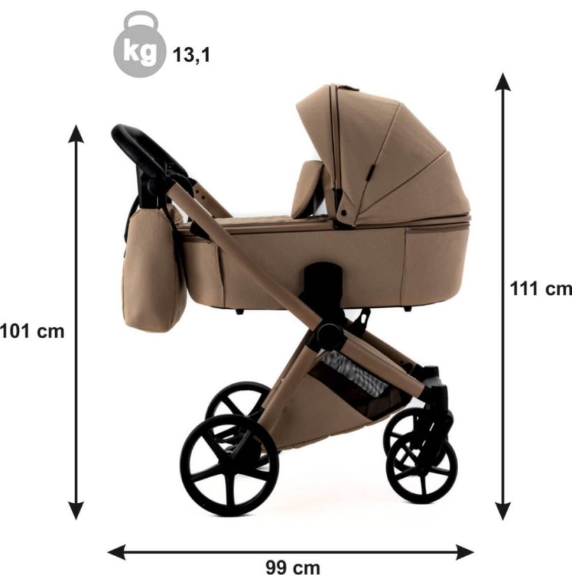 Kočárek Beli Ela Premium MIX BAREV - Barva: Zelená, Kola: Přední otočná kola (aretace), Druh kol: Gelová