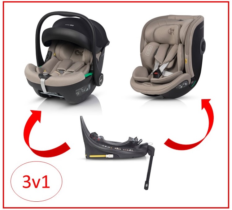 Set Autosedaček GO 40-150cm I-SIZE 360´ Isofix - Barva: Béžová