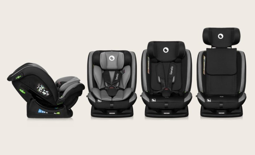 Autosedačka I-SIZE 40-150cm připevnění pásem - Barva: Šedá světlá