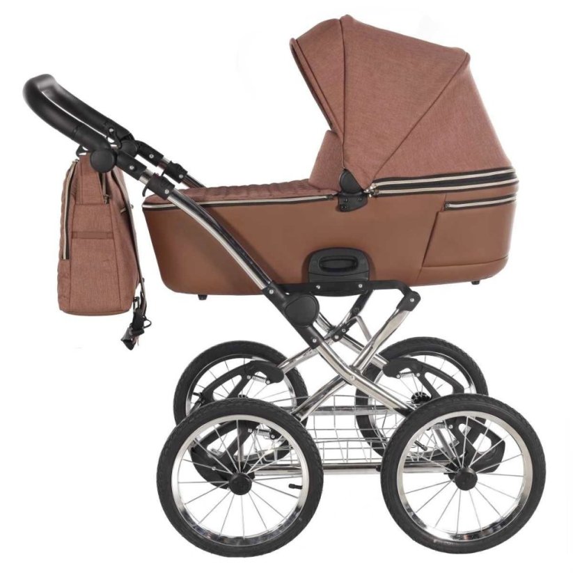 Kombinovaný kočárek Jasmine Clasic - Barva: Zelená, Kola: Retro kola 14" 4x4, Druh kol: Nafukovací