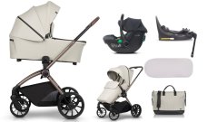 SET - Kombinovaná kočárek GO Sand + Autosedačka GO I-SIZE Grey + Báze Isofix 360"