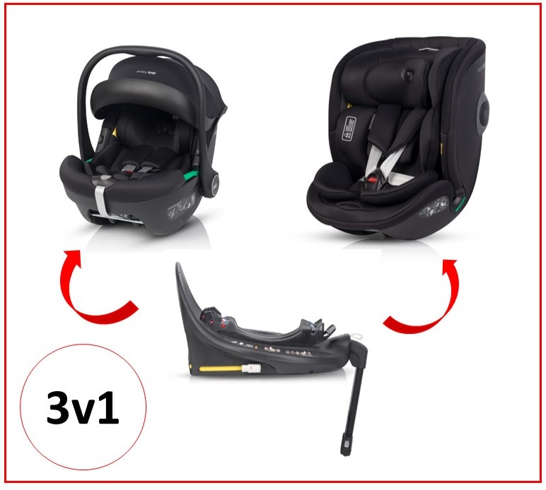 Set Autosedaček GO 40-150cm I-SIZE 360´ Isofix - Barva: Černá