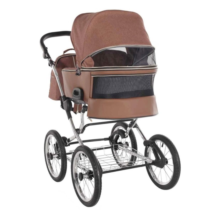 Kombinovaný kočárek Jasmine Clasic - Barva: Hnědá, Kola: Retro kola 14" 4x4, Druh kol: Nafukovací