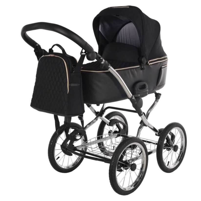 Kombinovaný kočárek Jasmine Clasic - Barva: Hnědá, Kola: Retro kola 14" 4x4, Druh kol: Nafukovací