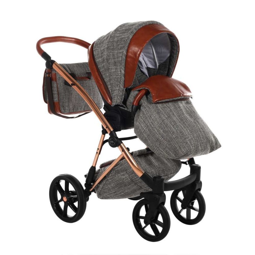 Kočárek Jasmine Camino Vintage Soft - Barva: Zlatá, Kola: Retro kola 14" 4x4, Druh kol: Nafukovací