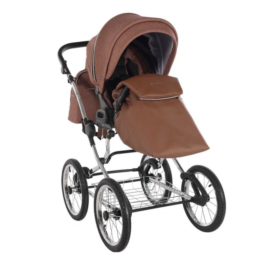 Kombinovaný kočárek Jasmine Clasic - Barva: Zelená, Kola: Retro kola 14" 4x4, Druh kol: Nafukovací