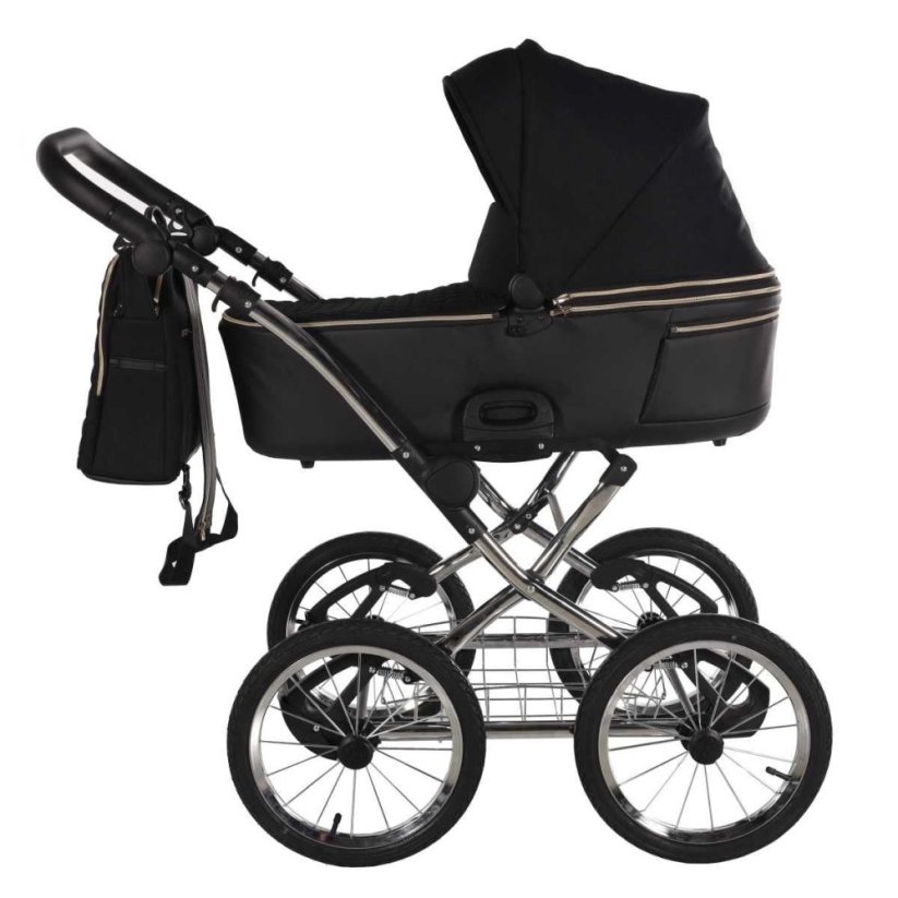 Kombinovaný kočárek Jasmine Clasic - Barva: Zelená, Kola: Retro kola 14" 4x4, Druh kol: Nafukovací