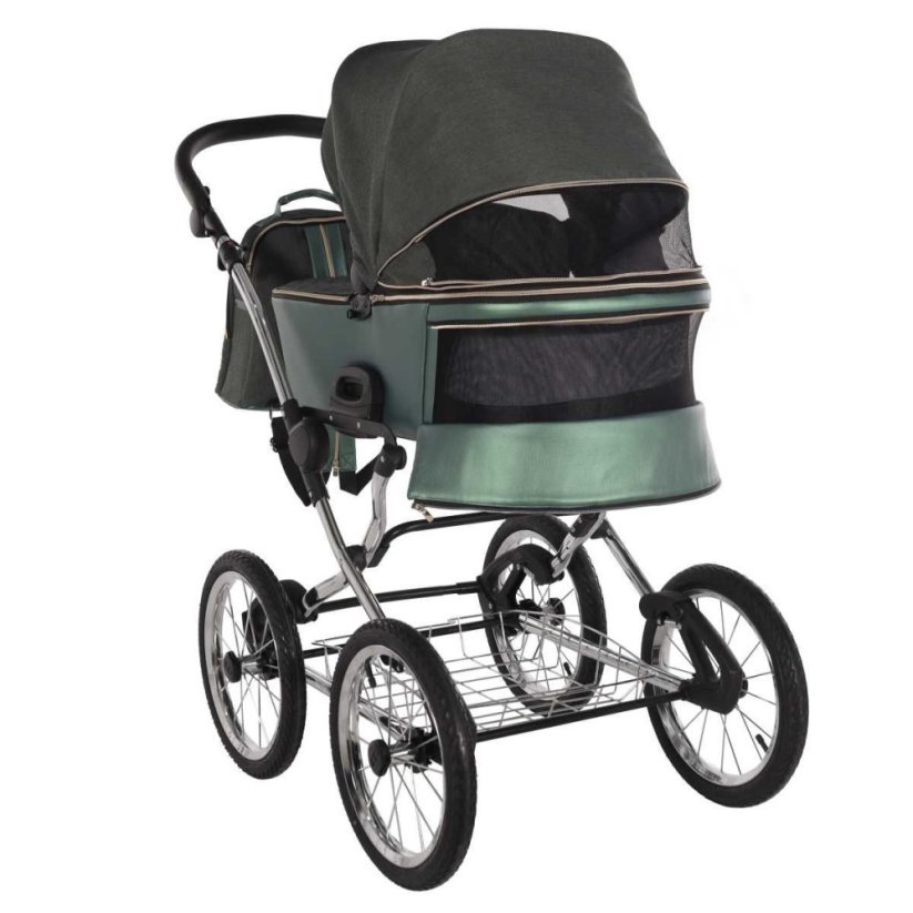 Kombinovaný kočárek Jasmine Clasic - Barva: Hnědá, Kola: Retro kola 14" 4x4, Druh kol: Nafukovací