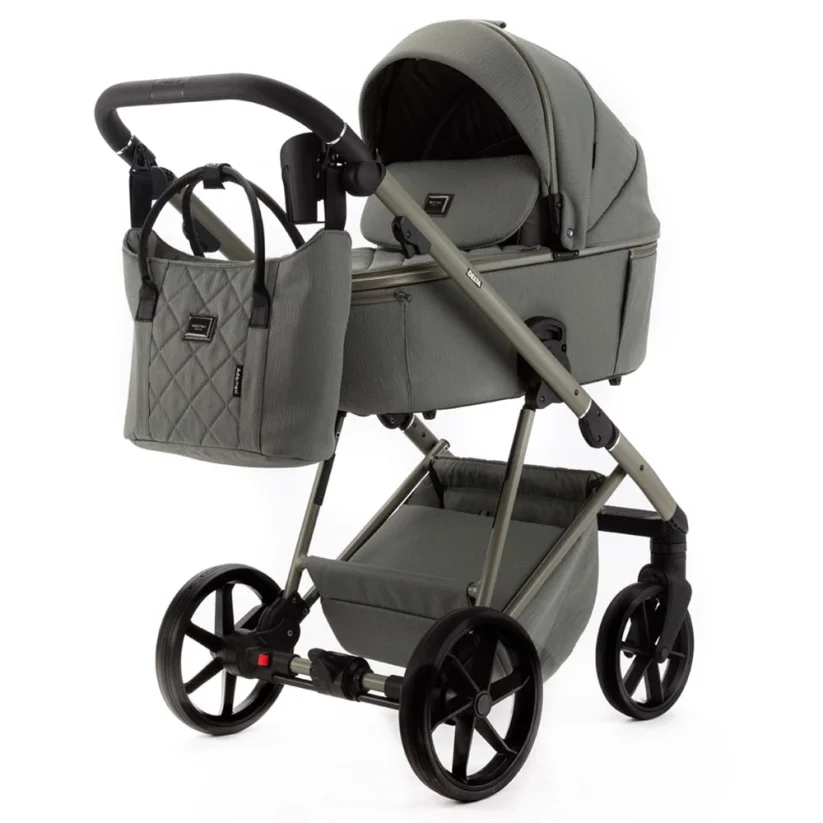 Kočárek Ela dvojkombinace - Barva: Šedá tmavá, Kola: Přední otočná kola (aretace), Druh kol: Gelová