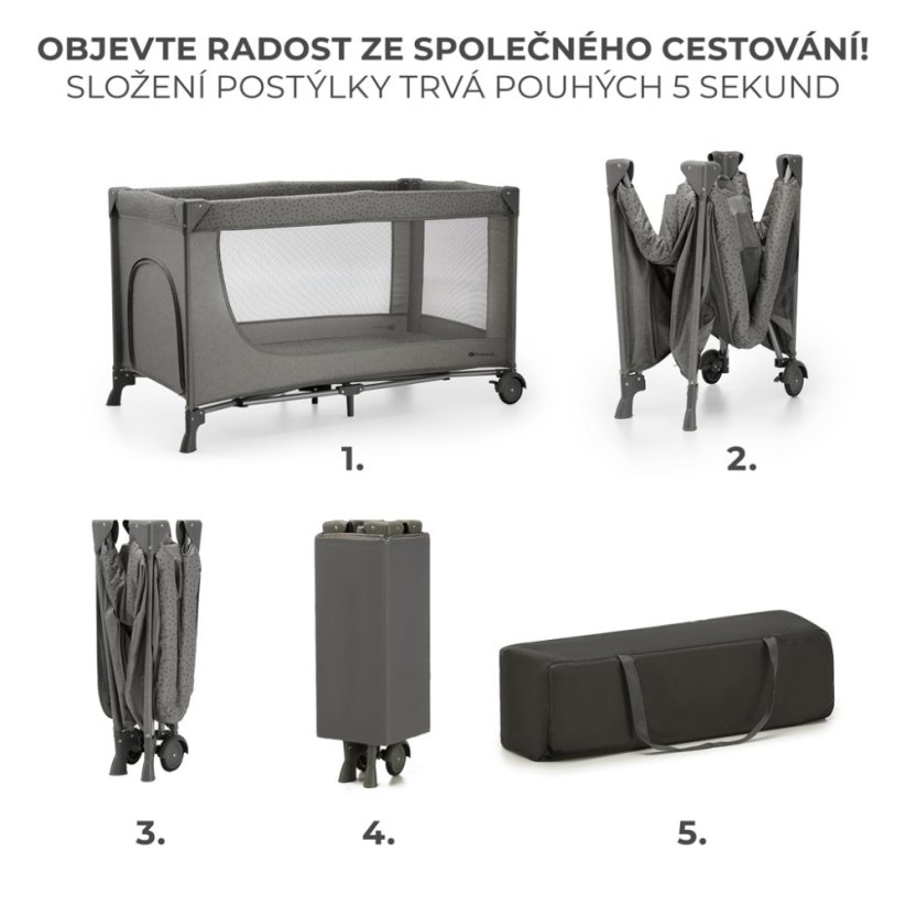 Cestovní postýlka MIX BAREV - Barva: Šedá světlá