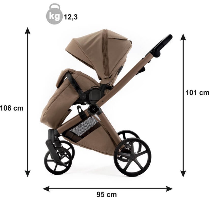 Kočárek Beli Ela Premium MIX BAREV - Barva: Zelená, Kola: Přední otočná kola (aretace), Druh kol: Gelová