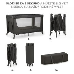 Cestovní postýlka šeda KLASIK s průlezem