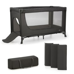 Cestovní postýlka šeda KLASIK s průlezem