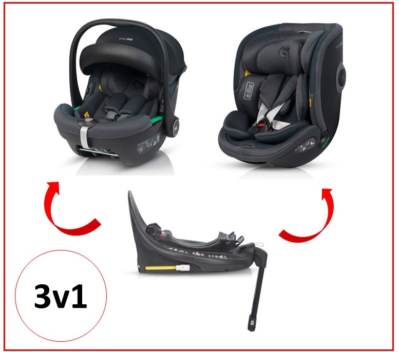 Set Autosedaček GO 40-150cm I-SIZE 360´ Isofix - Barva: Černá