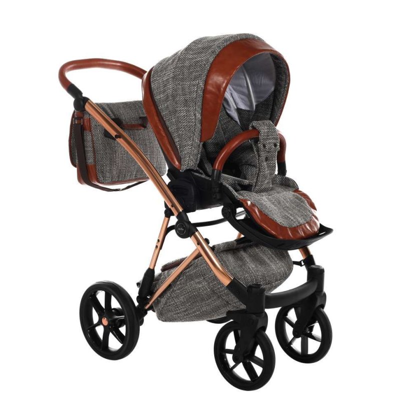 Kočárek Jasmine Camino Vintage Soft - Barva: Zlatá, Kola: Retro kola 14" 4x4, Druh kol: Nafukovací