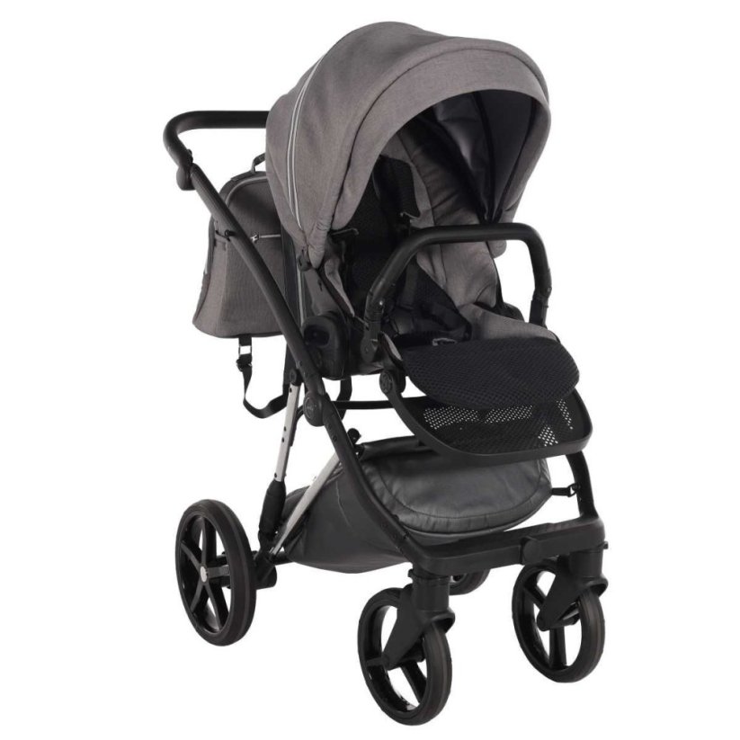 Kočárek Jasmine Camino - Barva: Šedá světlá, Kola: Přední otočná kola (aretace), Druh kol: Gelová