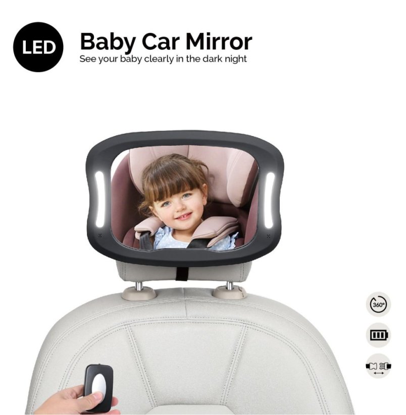 Zrcátko do auta LED podsvícené s ovládáním